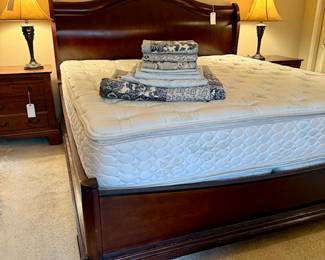 Beautiful KING Bed Complete with Nice Mattress Set…Downstairs 
Note: Has Matching Chest & Dresser & Nightstands….Sold separately 
