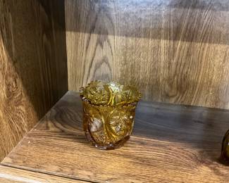 Amber Imperial Carnival Glass Toothpick Holder