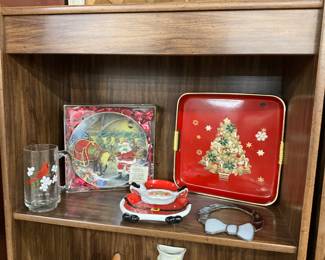 Cardinal Glass Mug - Christmas Wall Plate - Santa Cookie Plate - Christmas Lacquerware Tray - Stained Glass Ornament