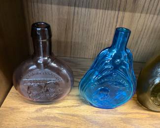 Purple & Blue Glass Embossed Bottles 