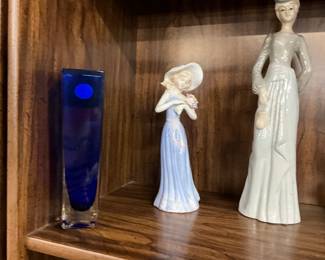 Cobalt Blue Glass Vase - Porcelain Figurine