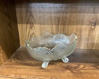 Jeanette Lombardi Style Footed Glass Fruit Bowl