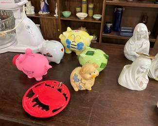 Ceramic & Plastic Piggy Banks - Red Cast Iron Pig Trivet