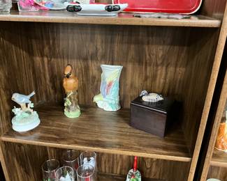 Bluebird Music Box - Porcelain Bird Figurine - Bird Wall Pocket - Wood Duck Decorated Hinged Box 
