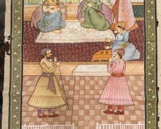 Mughal Miniature Painting on Silk - 31” x 21”

