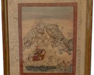 Indian Miniature Painting of Elephants

