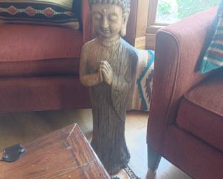 HEAVY  CARVED CLAY CHINESE ORIENTAL GODDESS 