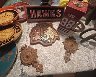 IRON CHERUBS WALL KNICK KNACK SHELF WITH PYLL DOWN CEENTER SHELF