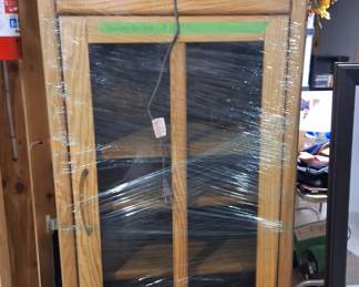 Upright solid wood storage cabinets with shelves. Two of these are available. HEAVY. 