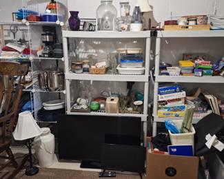 There is an amazing storage room in the basement and this shows about 20% of the items available there. (Some items have moved to other parts of the house.) Reminder that everything is good+ condition... we have removed bad, broken, junk!