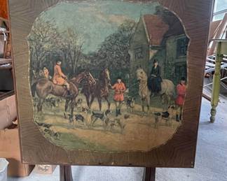 1940s - Hunt Scene - Walnut Folding Card Table