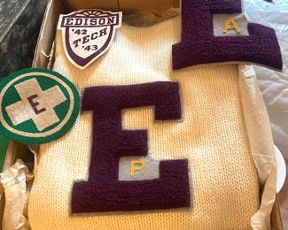Edison Tech Sweater and Letters from 1942-1943 School Year - Rochester, NY