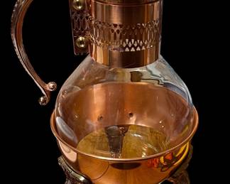 Copper and Brass Coffee Carafe/Warmer - Circa 1965