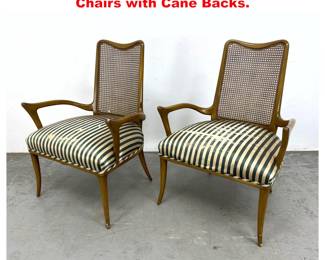 Lot 1579 Pair Gibbings style Lounge Arm Chairs with Cane Backs. 