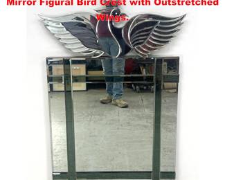 Lot 1409 Decorator Wall Mirror. Colored Mirror Figural Bird Crest with Outstretched Wings. 