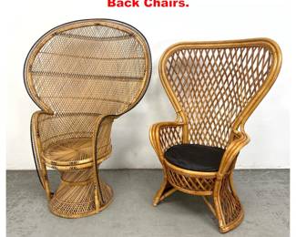 Lot 1368 2pcs Rattan Wicker Fan Back Chairs. 