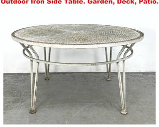 Lot 1672 Vintage Russell Woodard style Outdoor Iron Side Table. Garden, Deck, Patio. 