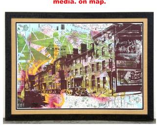 Lot 1266 DENIS OUCH Street art mixed media. on map. 