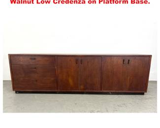 Lot 1381 Vintage Mid Century Modern Walnut Low Credenza on Platform Base. 