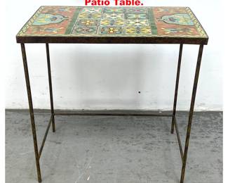 Lot 1335 Iron Framed Tile Top Garden Patio Table. 