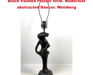 Lot 1470 Figural Dancer Plaster Table Lamp. Black Painted Plaster form. Modernist abstracted Dancer. Weinberg