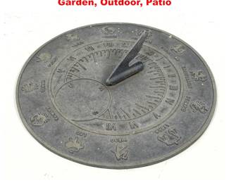 Lot 1699 Aluminum Zodiac Sundial. Garden, Outdoor, Patio