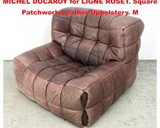 Lot 1639 Leather Kashima Lounge Chair. MICHEL DUCAROY for LIGNE ROSET. Square Patchwork Leather Upholstery. M