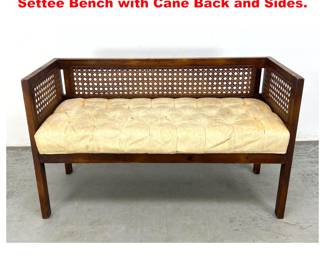 Lot 1745 Vintage Mid Century Modern Settee Bench with Cane Back and Sides. 