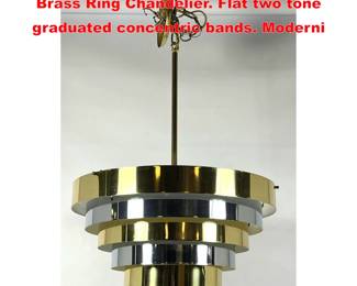 Lot 1315 FELDMAN Co Modernist Chrome Brass Ring Chandelier. Flat two tone graduated concentric bands. Moderni