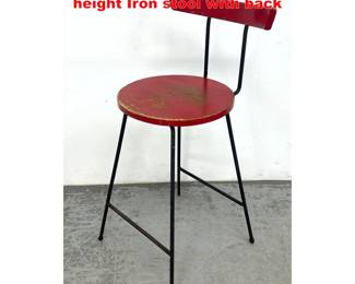 Lot 1719 Umanoff Style Mid Century counter height Iron stool with back