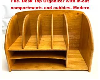 Lot 1207 MCM Teak Desk Organizer. Paper File. Desk Top Organizer with inout compartments and cubbies. Modern