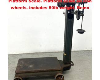 Lot 1693 Heavy Industrial FAIRBANKS Platform Scale. Platform scale on iron wheels. includes 50lb weight. Remn