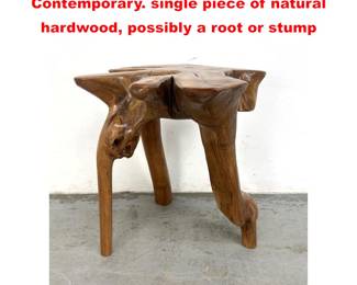 Lot 1457 Heavy Tree root side table. Contemporary. single piece of natural hardwood, possibly a root or stump