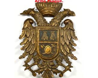 Lot 1603 Carved Gilt Wood Heraldic Coat of Arms Plaque. 