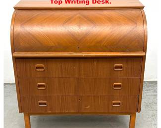 Lot 1395 Danish Modern Teak Cylinder Roll Top Writing Desk. 