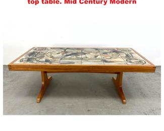 Lot 1472 H.M. Safaborde Danish Modern Tile top table. Mid Century Modern 