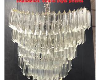 Lot 1625 Camer Glass style Multi Tiered chandelier. Venini style prisms