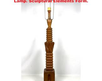 Lot 1586 French Rustic Carved Wood Totem Lamp. Sculptural Elements Form. 