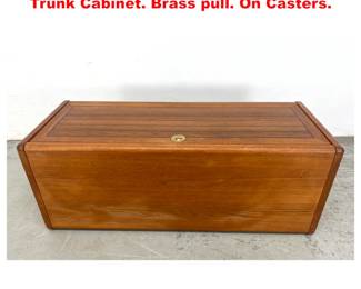 Lot 1248 Mid Century Modern Teak Storage Trunk Cabinet. Brass pull. On Casters. 