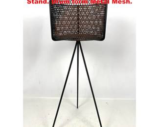 Lot 1532 MCM Metal Tripod Base Planter Stand. Drum form Metal Mesh. 