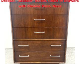 Lot 1387 LANE American Modern Walnut Tall Dresser. Acclaim Series. Chest of Drawers with Chrome Pulls. Rece