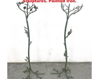 Lot 1534 Pair Branch Form Plant Stand Sculptures. Painted Iron. 