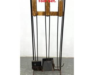 Lot 1478 Vintage Iron and Wood Fireplace Tool Set. 