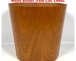 Lot 1393 BEMI MODLER Danish Modern Teak Waste Basket Trash Can. LABEL 