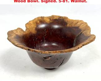 Lot 1499 Hap Sakwa Studio Turned Burl Wood Bowl. Signed. 581. Walnut.