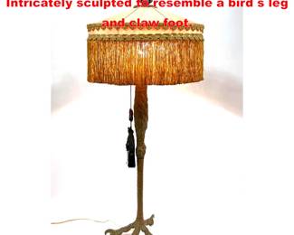 Lot 1505 Antique Bronze Ostrich Foot Lamp. Intricately sculpted to resemble a bird s leg and claw foot. 