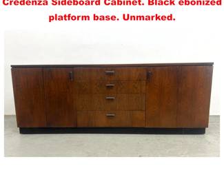 Lot 1402 Founders Mid Century Modern Credenza Sideboard Cabinet. Black ebonized platform base. Unmarked. 