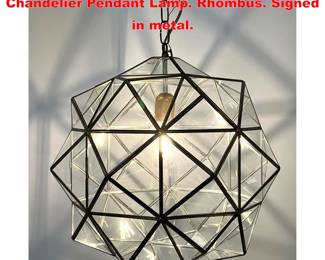 Lot 1676 Polyhedral pendant light fixture, Chandelier Pendant Lamp. Rhombus. Signed in metal.