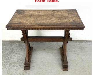 Lot 1412 Small Vintage Rustic Trestle Form Table. 