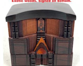 Lot 1516 Po Shun Leong 1992 Jewelry box. Exotic woods. Signed on bottom.